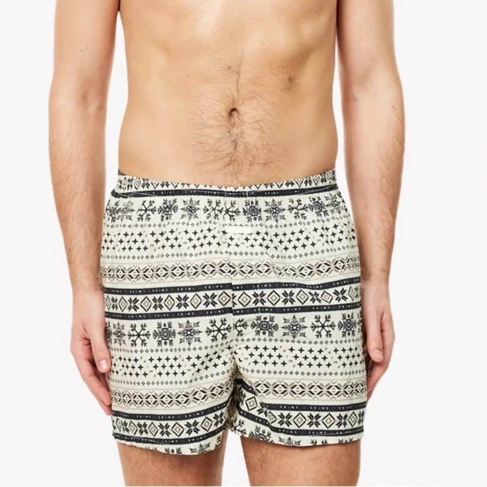 SKIMS‎ Cotton Poplin Boxer 3-Pack Ecru Bordeaux Obsidian Small New With Tags